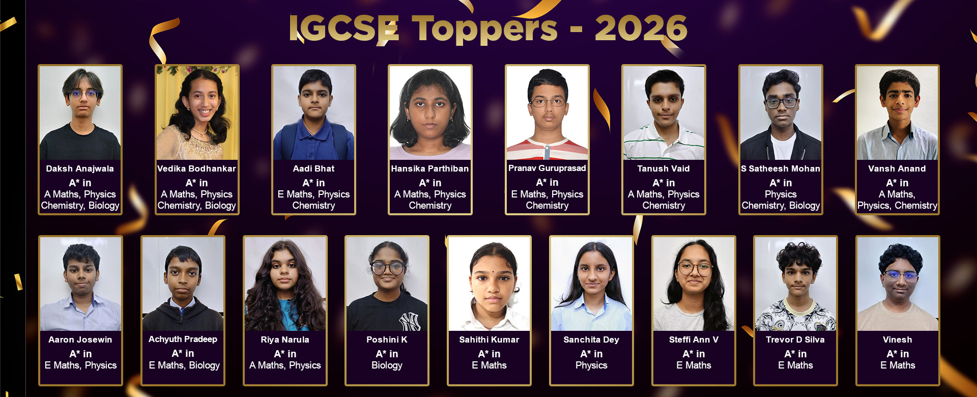 Toppers of IGCSE Exams - 2026